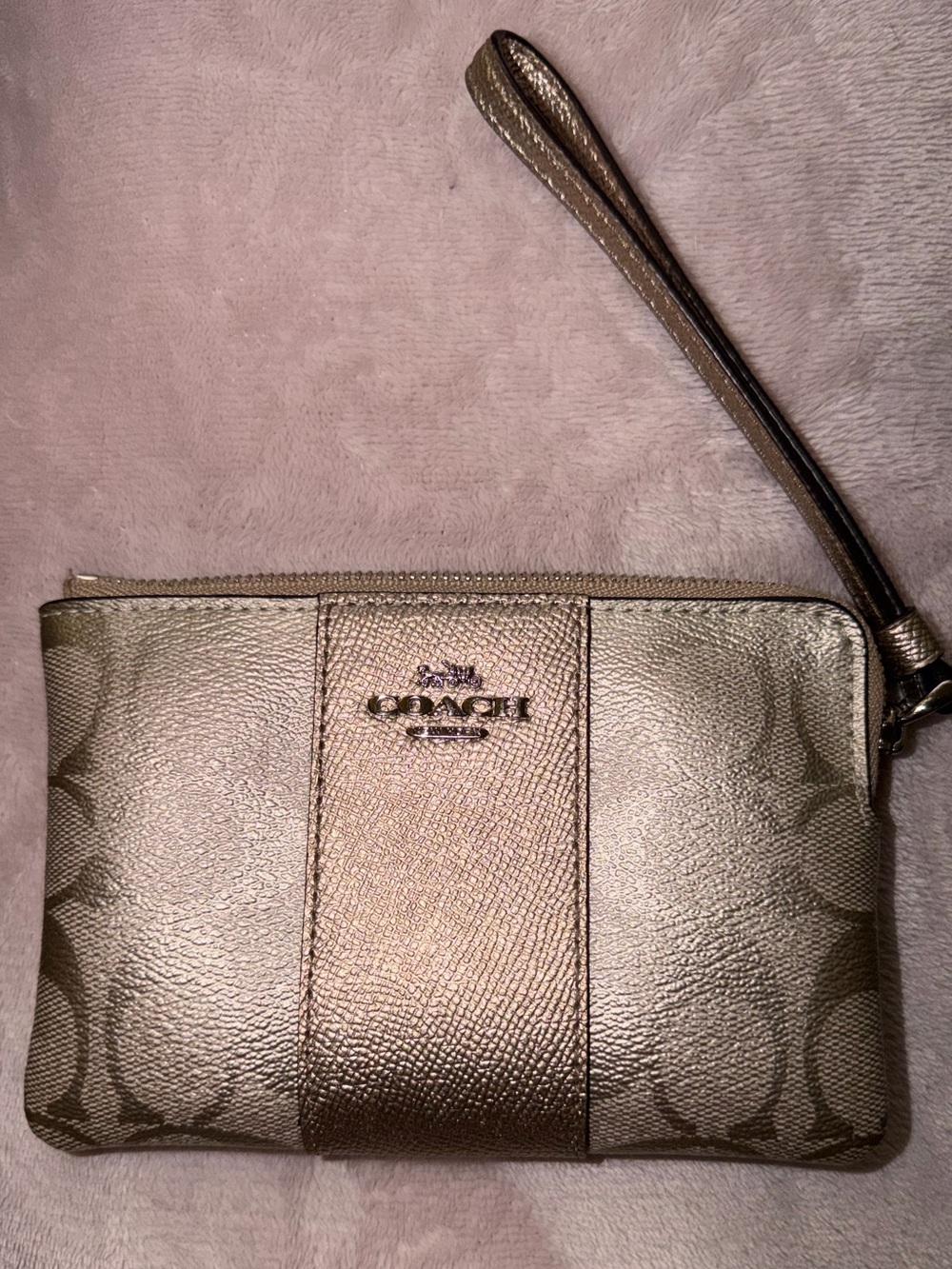 Coach Metallic Gold Signature Wristlet Clutch